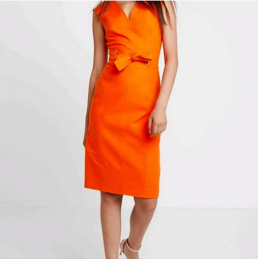 Karen Millen Tie Waist Eyelet Contour Dress US Size 6 UK Size 10